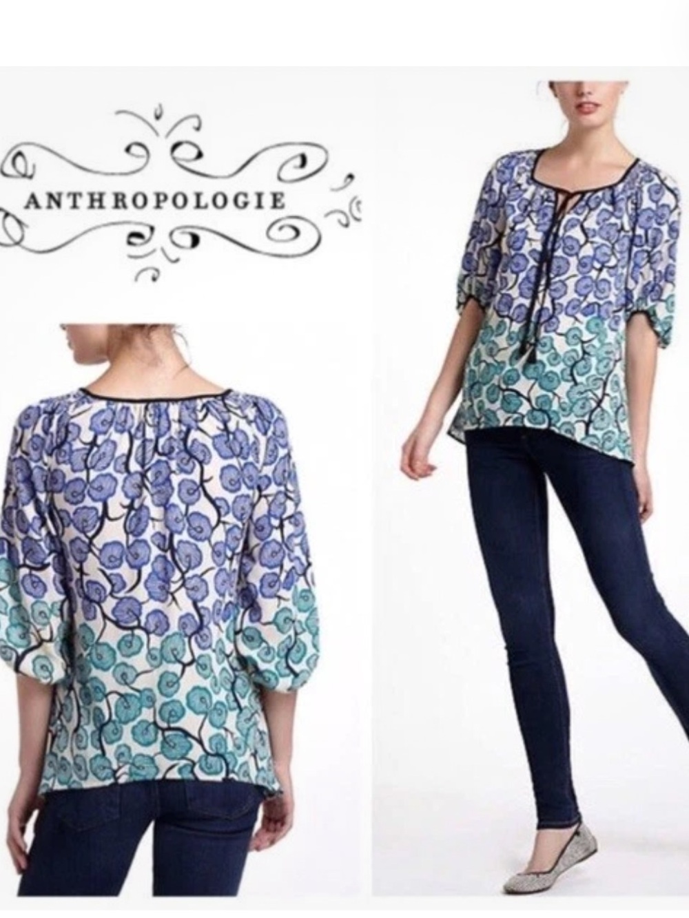 Anthropologie Vanessa Virginia Branching Blooms Floral Top Size 4 - Picture 6 of 6
